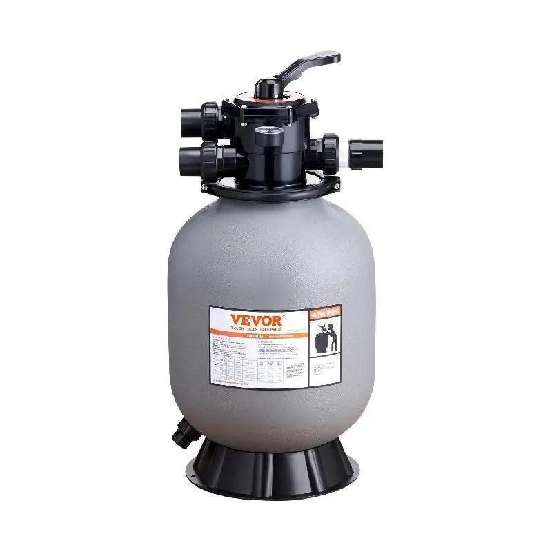 Zandfilter - Zandfilterpomp - met 7-weg multipoortklep - Hoge GPM-stroomsnelheid - Hoge druk - 22 inch - 55 GPM - HDPE-materiaal - Grijs
