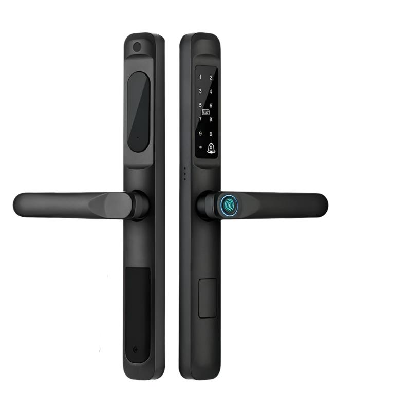 Slank Deurslot - Smart Lock - Elektrisch Deurslot - IP66 - WIFI - Biometrisch - APP - Mechanische sleutels - Kaart - Wachtwoord - Met insteekslot - Zwart