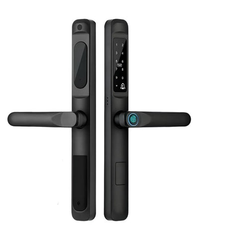 Slim Door Lock - Smart Lock - Electric Door Lock - IP66 - WIFI - Biometric - APP - Mechanical keys - Card - Password - With mortise lock - Black
