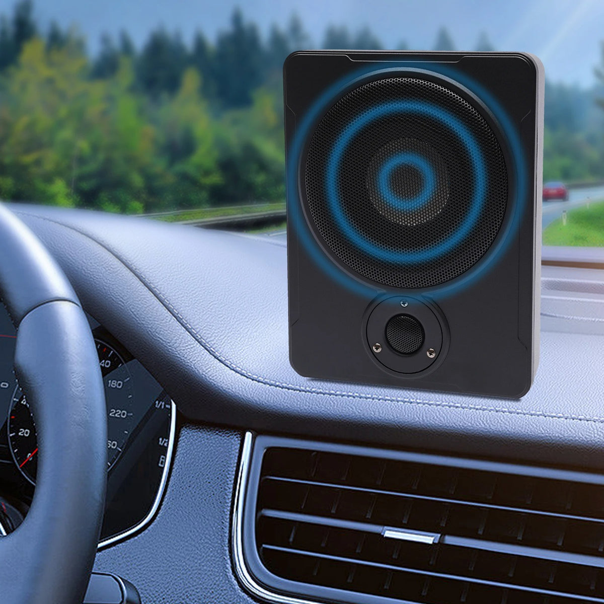 Auto Subwoofer Audio - 8 Inch - Subwoofer - Auto Audio - 12V - 600W Hoog Vermogen - Aluminiumlegering - Auto Luidspreker - Onderstoel Woofer - Ultradunne Subwoofer - Zwart - QUORE