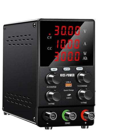 Nice-Power - Power supply - Converter - Adjustable DC power supply - 30V - 10A - AC 220V - USB-A USB-C - Encoder knob - Black