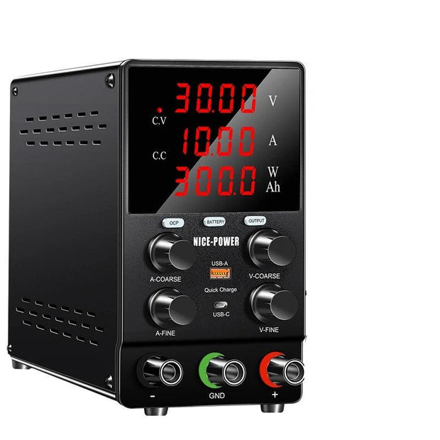 Nice-Power - Power supply - Converter - Adjustable DC power supply - 30V - 10A - AC 220V - USB-A USB-C - Encoder knob - Black