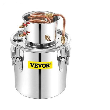 Vevor - Waterdestilleerder - DIY Moonshine-apparatuur - Alcoholwaterdestilleerder - 50L - Brouwmachine voor whisky, wijn, bier - Roestvrij staal - Zilver - QUORE
