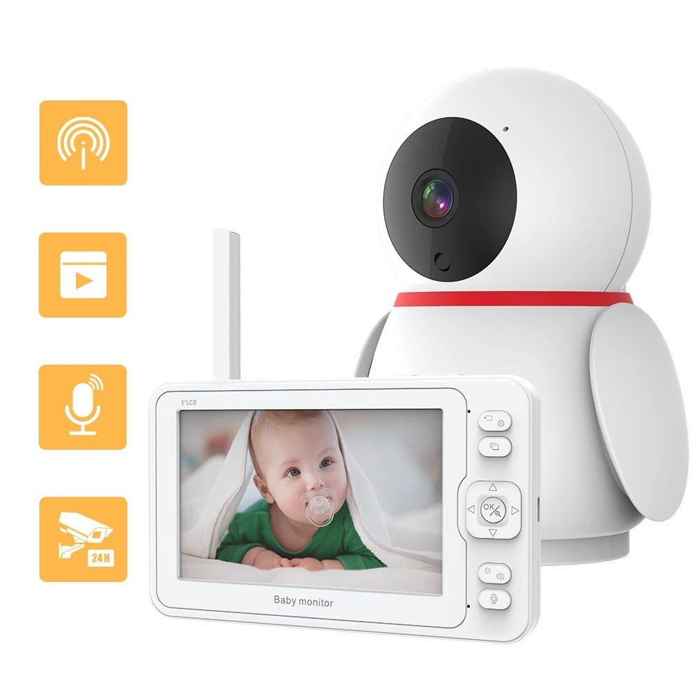 Baby Monitor - Baby Monitor with Camera - Baby Monitor - Indoor Camera - 4800mAh - 2MP - CMOS - Night Vision - PTZ Camera - 1080P - White