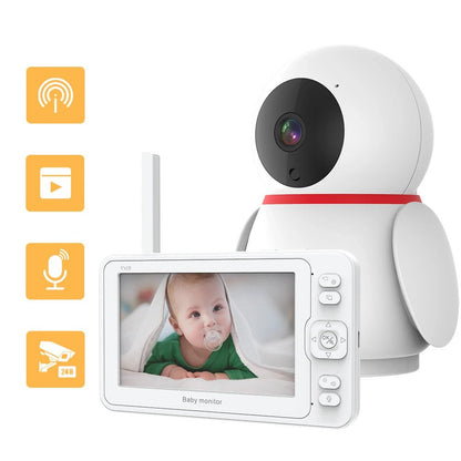 Baby Monitor - Baby Monitor with Camera - Baby Monitor - Indoor Camera - 4800mAh - 2MP - CMOS - Night Vision - PTZ Camera - 1080P - White