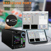 Kuaiqu - Power Supply - Inverter - Adjustable DC Voltage Regulator - Dual-Channel Variable DC Power Supply - 30V - 10A - 300W - 232-Port - AC 220V - Black