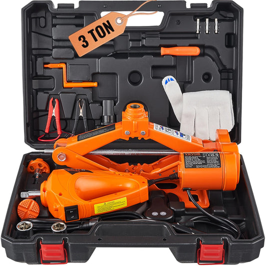 Vevor - Jack - Car jack - Garage jack - Electric car jack - 3 tons - Electric scissor jack - Portable car jack - 12V - 15A 180W - Orange