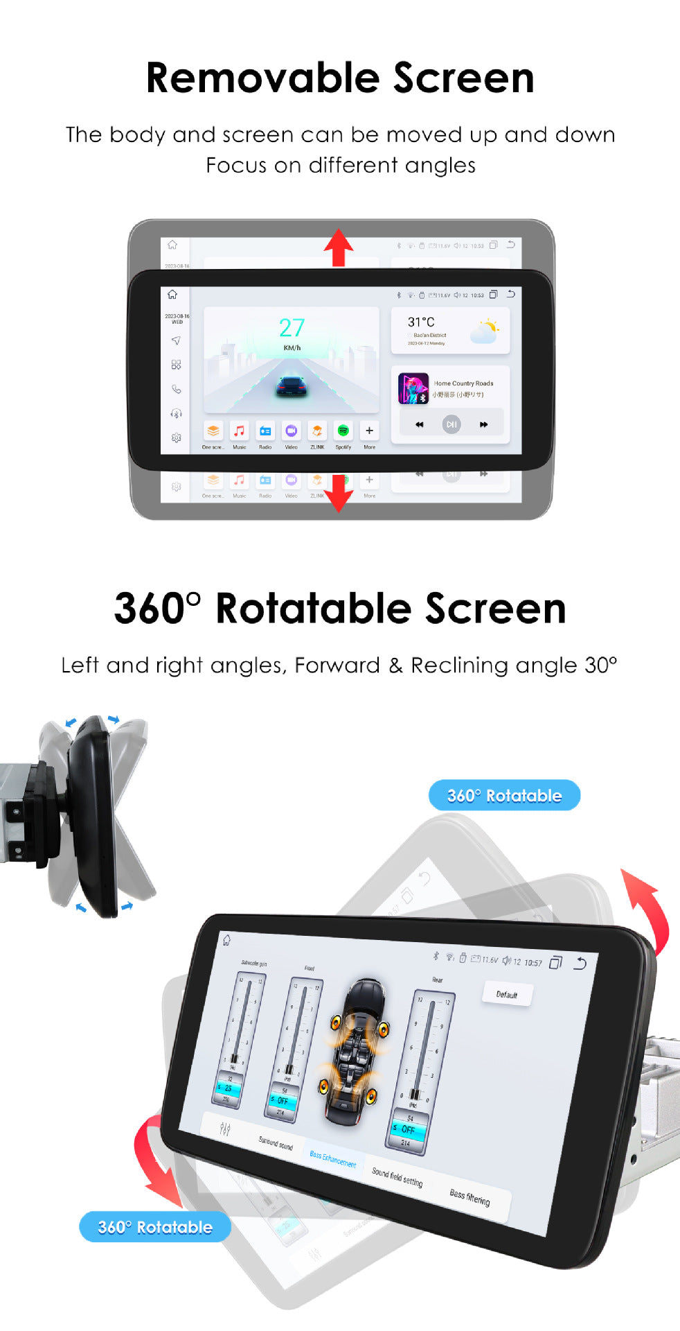 Car Multimedia Player - 10.33inch - S8 - 8GB - 128GB - Carplay Screen - Touchscreen - Car Navigation System - Universal - Multimedia Car Radio
