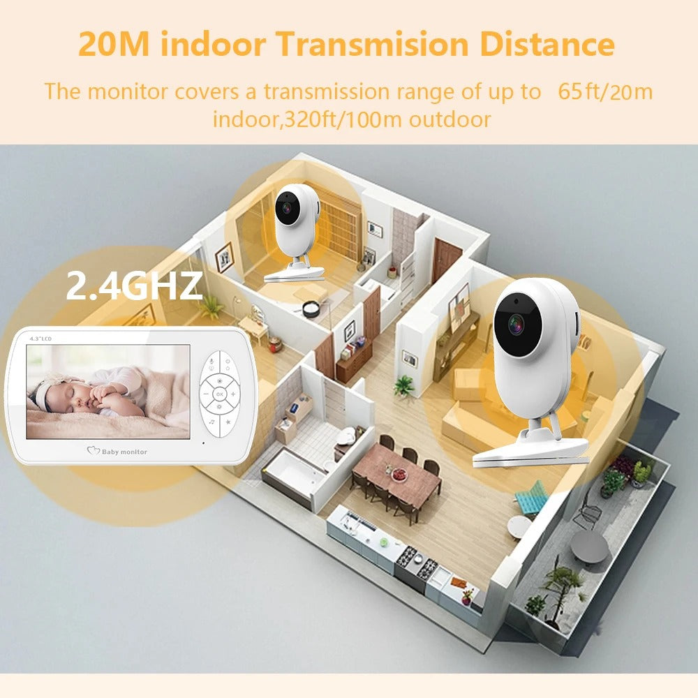 Baby Monitor with Camera - Baby Monitor - Indoor Camera - CMOS - 1080P - 2MP - Wireless - Nanny Camera - White