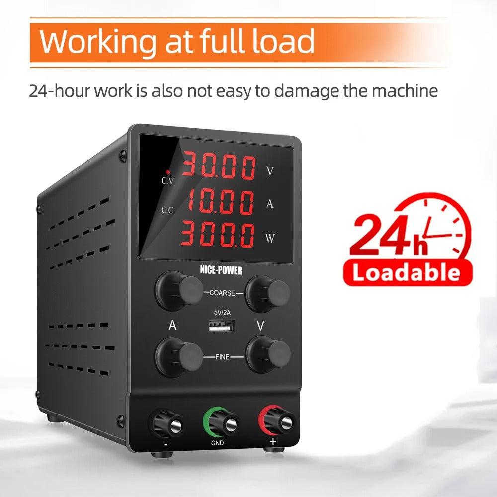 Voeding - Labvoeding - Omvormer - Regelbare Spanningsregelaar - Regelbare Voeding - Gereguleerde labvoeding - Functiegenerator - Regelaar Stabilisator Tafelbron - Regelbaar - 30V - 10A - 220V - Zwart