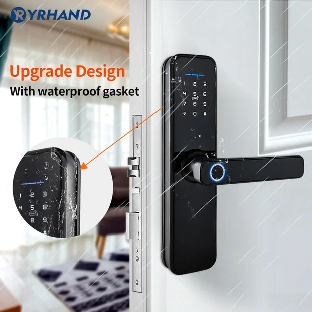 Smart Door Lock - Smart Lock - Electric Door Lock - APP - Bluetooth - WIFI - Fingerprint - Password - Waterproof - Black