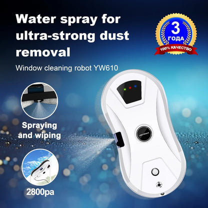 LIECTROUX - Robot window cleaner - Water mist - Ultra-thin - Robot vacuum cleaner - Glass squeegee - Dry &amp; Wet mopping - AI Route - White