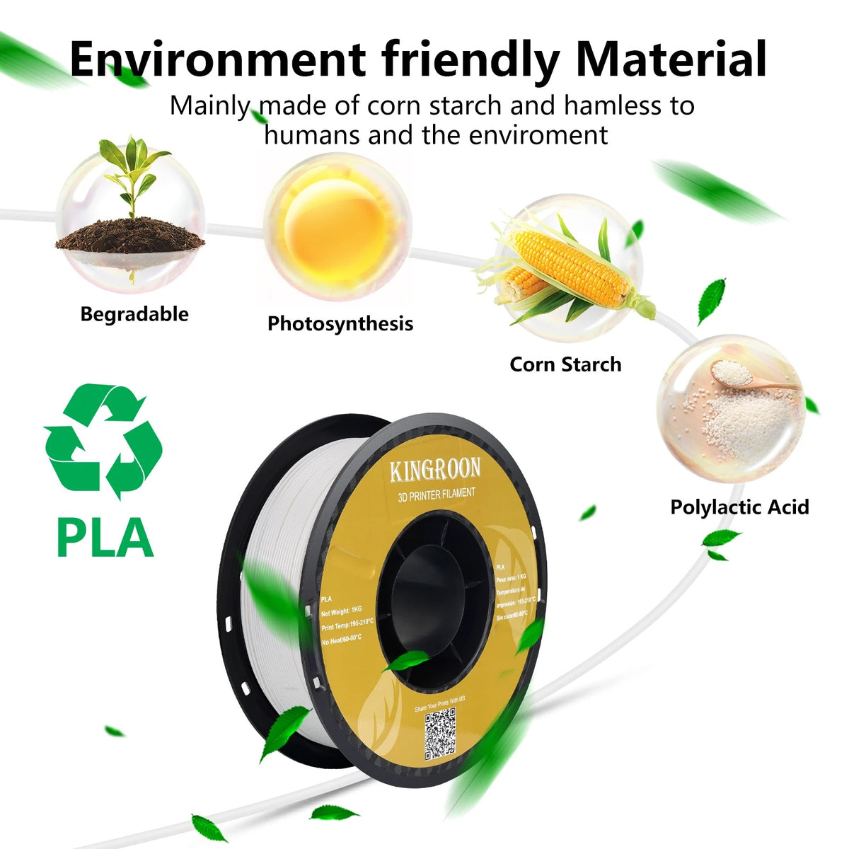 3D Printer Filament - PLA Filament - 10KG - 10pcs - 1.75mm Dimensional Accuracy - for Most FDM Printers - Multicolor