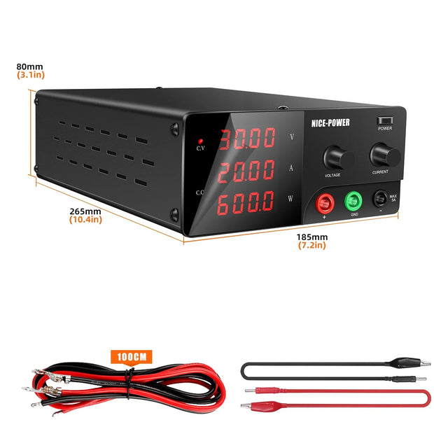 Kuaiqu - Power supply - Inverter - Adjustable voltage regulator - DC power supply - 60V - 20A - 1200W - Black