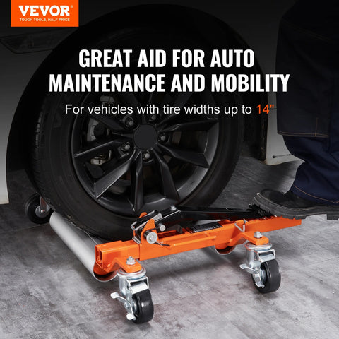 Vevor - Autowiel - Wieldolly - Wheel Dolly - Jack-monteur - Lift - Voertuiglift - Positionering - Hydraulische Band Krik Voor Auto Verplaatsen - 1500 LBS - Oranje