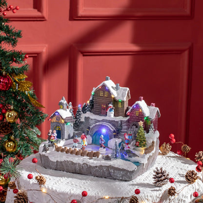 Homcom - Christmas Villages - Christmas Village Decoration - Christmas Villages with Lights - Resin Material - Multicolored