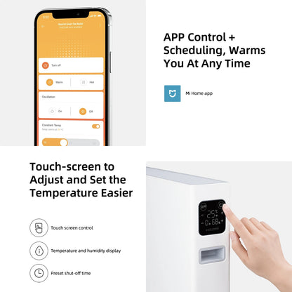 Smartmi - Paneelradiatoren - Elektrische radiator - Snelle warmte convectorkachel - Mi-Home APP-bediening - Waterdicht - Intelligente versie - 2200W - 220V - Wit
