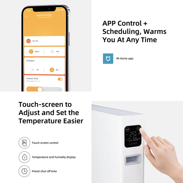 Smartmi - Paneelradiatoren - Elektrische radiator - Snelle warmte convectorkachel - Mi-Home APP-bediening - Waterdicht - Intelligente versie - 2200W - 220V - Wit