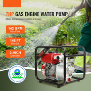 Vevor - Water Pump - Utility Pump - Gasoline Engine Water Pump - 4-Stroke Gas Powered - 7HP - 265GPM - Waste Water Transfer Pump for Pool Irrigation - Red