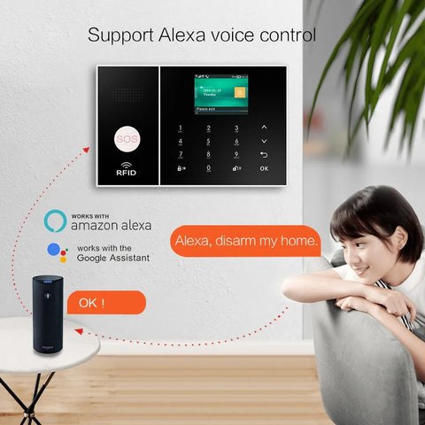 Alarmsysteem - Sirene - Smart Home Beveiligingssysteem - App Control werkt met Alexa - PSTN - voor Deuren en Ramen Draadloos - 4G - Wifi - Zwart