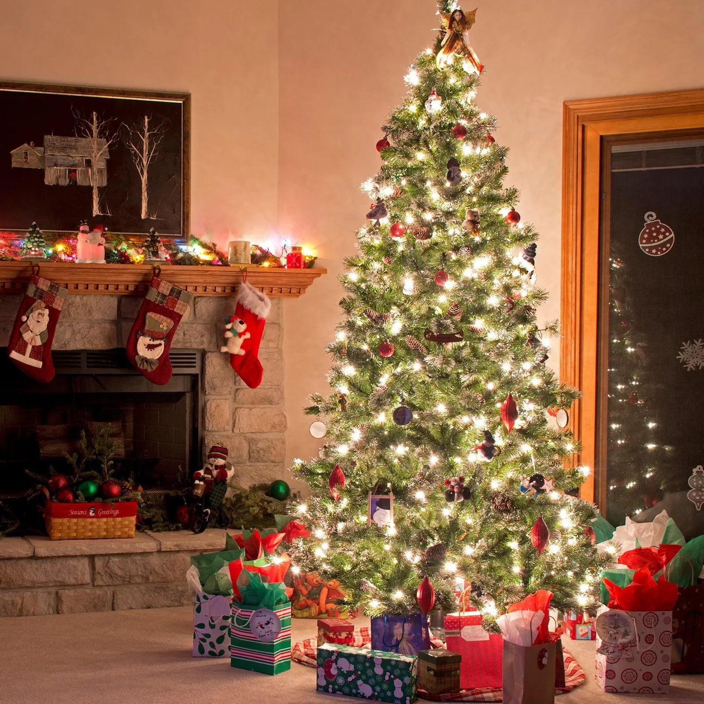 Artificial Christmas Tree - Christmas Tree Plastic - Triumph Tree - PVC Leaf Tree - For Home Decoration, Garden, Shopping Mall &amp; Restaurant - 180cm with Lighting - Vegetable