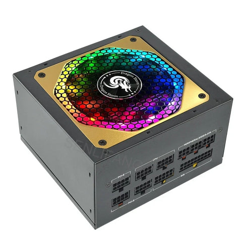 Power Supply - Internal Power Supply - For Gaming Desktop Computer PSU - ATX 850W - 80Plus - Gold - RGB - Active PFC Unit Server Source - Gray