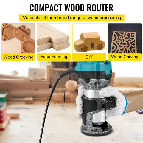 Vevor - Router - Wood Router - Electric Hand Trimmer - High Quality - 30000RPM - 220V - 710W - Fixed base - Green