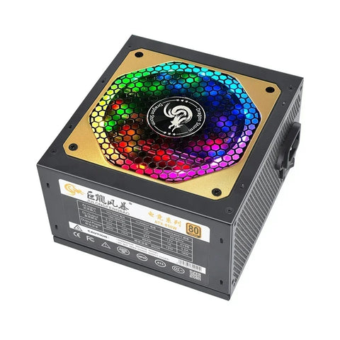 Julongfengbao - Voeding - Interne voeding - Voor Gaming Desktop Computer PSU - 80Plus Goud - RGB - ATX - 850W - Maximale piek 1000W - Volledig modulair - Grijs