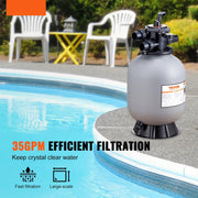 Vevor - Sand Filter - Sand Filter Pump - with 7-Way Multiport Valve - High GPM Flow Rate - High Pressure - 16 Inch - 35 GPM - HDPE Material - Gray