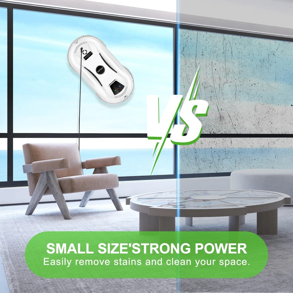 PuRuiKai - Robot Window Cleaner - Electric Glass Cleaner with Remote Control for Home - <800W - 240V - Cord Length 5M - White