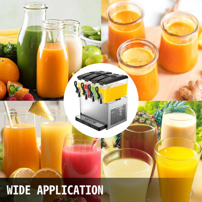 Dispenser - Beverage Dispenser - Cold/Hot Beverage Machine for Juice - Milkshake Coffee Soda - Commercial Use - Double Pots - Silver