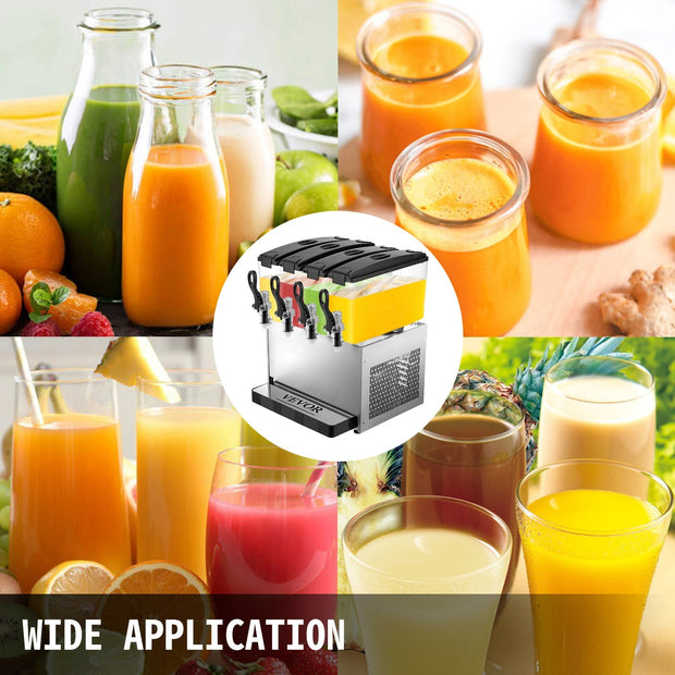 Dispenser - Drankendispenser - Koude/warme drankenmachine voor sap - Milkshake Koffie Soda - Commercieel gebruik - Dubbele potten - Zilver