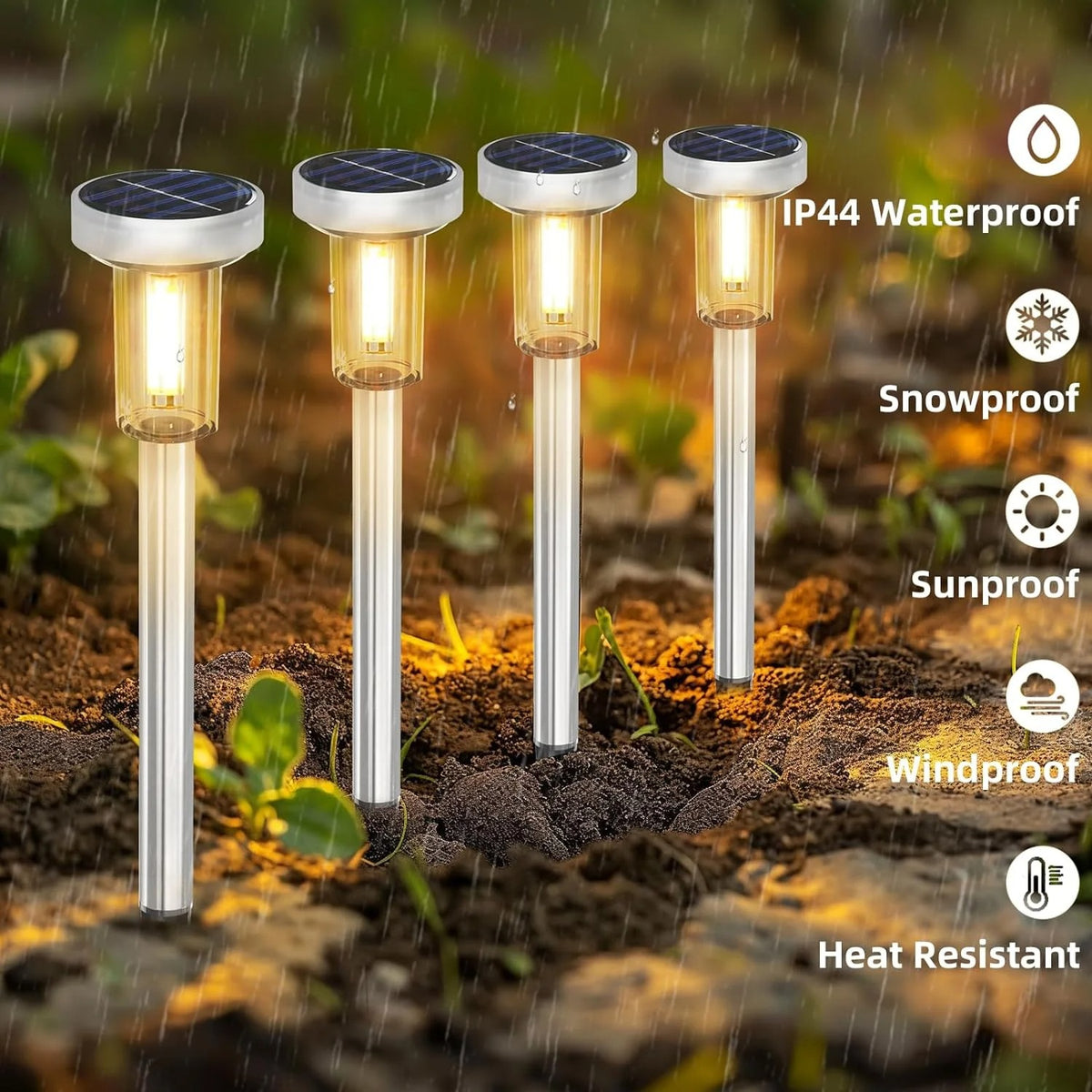 Solar Garden Lighting - Solar Garden Spotlight - Outdoor Solar Lawn Lighting - Waterproof - Courtyard and Garden Decoration - 2 Pieces - Warm White