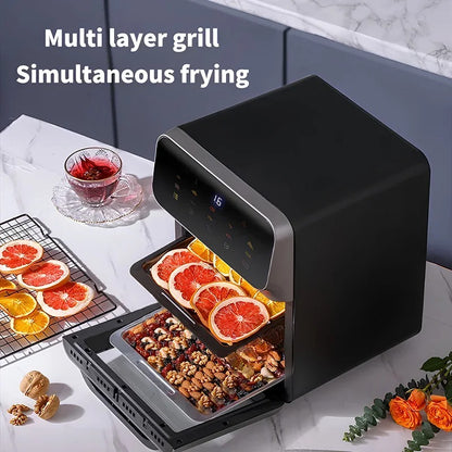 Heteluchtfriteuse - Airfryer - BPA-vrij - 1300W - 220V - Frituurpan zonder olie - 12L - Multifunctionele heteluchtoven - Zwart