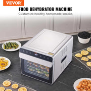 Vevor - Food Dehydrator - Drying Oven - Food Dehydrator - 700W - Stainless Steel - Digital Adjustable Timer and Temperature - Silver