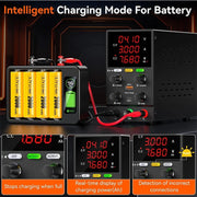 Nice-Power - Power supply - Converter - Adjustable DC power supply - 30V - 10A - AC 220V - USB-A USB-C - Encoder knob - Black
