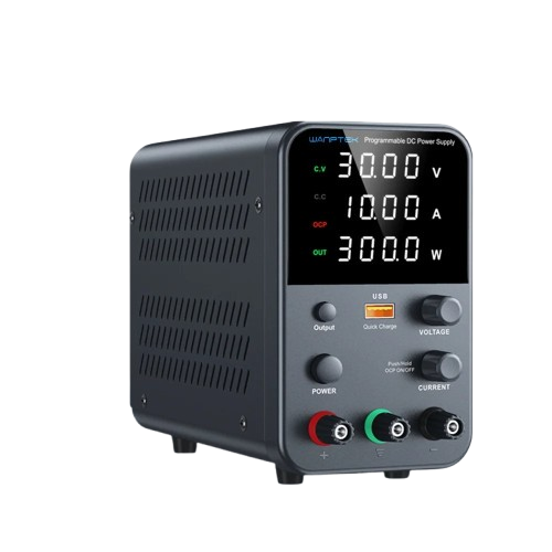 Wanptek - Voeding - Instelbare DC-Spanningsregelaar - Instelbare Laboratoriumvoeding - Tafelgeschakelde voeding - Vooringestelde spanning Stroomuitgang - 30V - 10A - 60Hz - Zwart - QUORE
