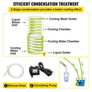 Vevor - Water Distiller - Alcohol Water Distiller - DIY Moonshine Equipment - 70L - Brewing Machine for Whiskey Wine Beer - Stainless Steel - Silver