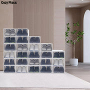 Shoe cabinet - Shoe bench - Shoe rack - Foldable storage space - Thickened - Transparent - Stackable shelf - 24 compartments - White