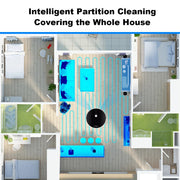 LIECTROUX - Robotstofzuiger - Kaartnavigatie - Smart Partition - WiFi-app - 6KPa zuigkracht - Droge en natte dweil - Desinfectie - Superdun - Zwart