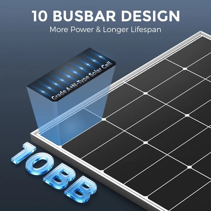 300W zonnepanelen N-type monocristallijn 25% hoog rendement voor camper, huis, garage, dakterras, appartement, balkon, tuin, buiten, off-grid