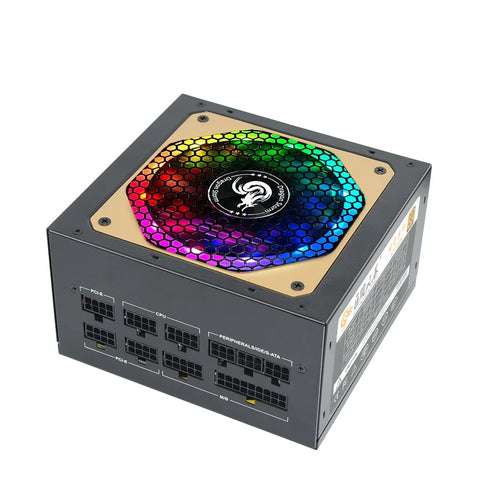 Julongfengbao - Voeding - Interne voeding - Voor gaming desktopcomputer PSU - ATX - 850W - Volledig modulair - RGB - 80Plus - Goud 20+4Pin - 12V - Grijs