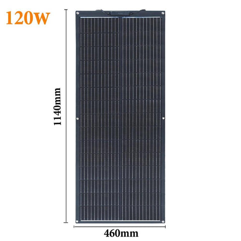 Xinpuguang - Solar panel - Waterproof - Flexible solar panel - Photovoltaic panel - For home, camper, roof, boat - Monocrystalline silicon - 120W - Black