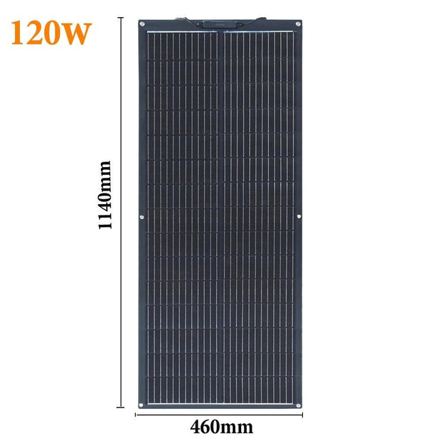Xinpuguang - Solar panel - Waterproof - Flexible solar panel - Photovoltaic panel - For home, camper, roof, boat - Monocrystalline silicon - 120W - Black