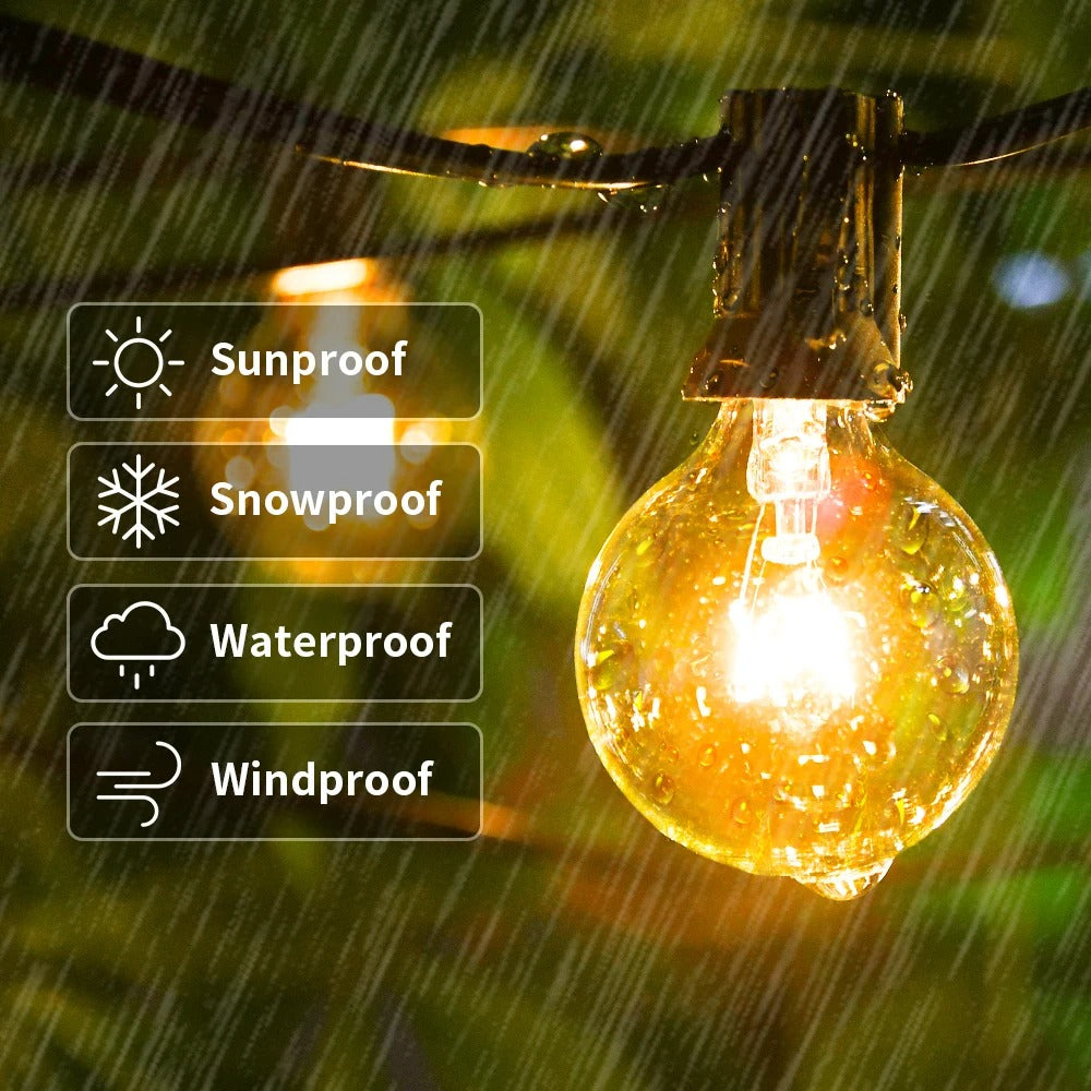 Burhui - Globe String Lights - Garland Patio Light - 220V - 2200K - 480LM Bolvorm - Bruiloftsfeest Kerst Achtertuin Decoratie - 7,6M - 25 Lampen - QUORE