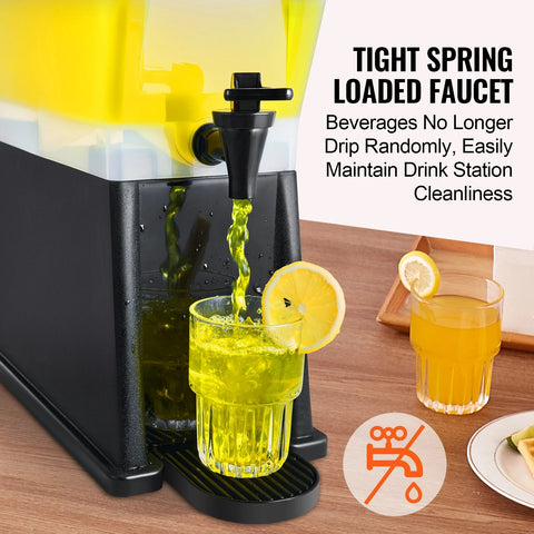Vevor - Dispenser - Beverage dispenser - Party dispenser - Plastic juice dispenser - for restaurants, hotels and parties - 2 x 2.5 Gal - PP material - Black