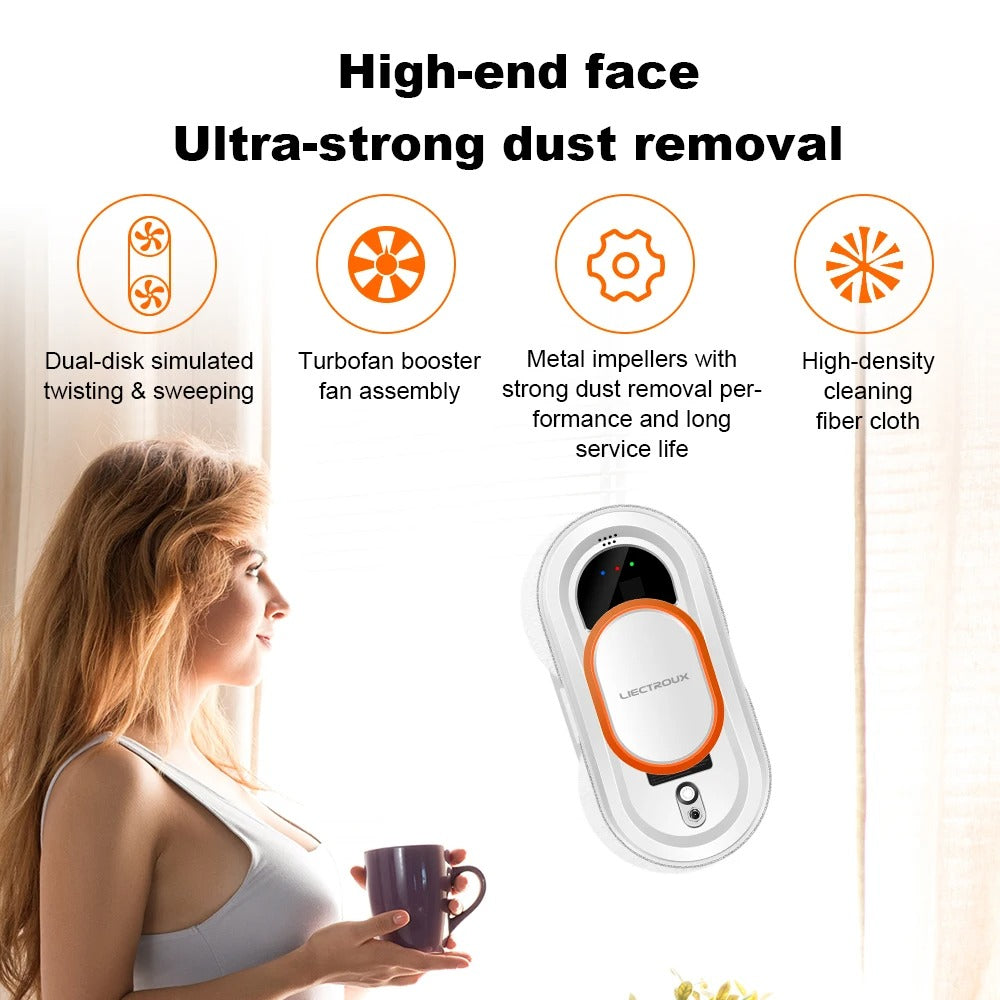 LIECTROUX - Robot vacuum cleaner for windows - Robot window cleaner - Electric glass squeegee - Floor squeegee robot - ABS material - 240V - White