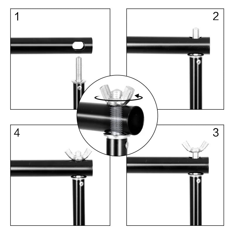 SH - Achtergrondstandaardset - 2x3m - Fotografie Fotoachtergrondstandaard Verstelbaar - Verdikt Stevig - Nieuwe Flexibele Zandzak - Zwart - QUORE