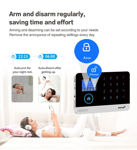 Alarmsysteem - Sirene - Smart Home Beveiligingssysteem - APP - Draadloos - LED-scherm - SMS - PSTN - GPRS - voor Deuren en Ramen - Wit
