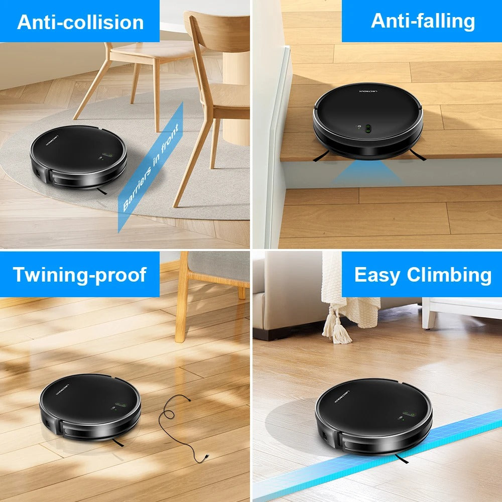 LIECTROUX - Robot Vacuum Cleaner - 2 in 1 - Vacuum Cleaner &amp; Wet Mop Combo - Smart Mapping - WiFi - App - 4KPa - Brushless Motor - Ideal for Pet Hair, Carpet &amp; Floor - Black